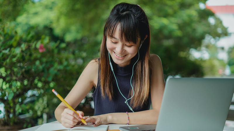 Girl Studying at a Desk