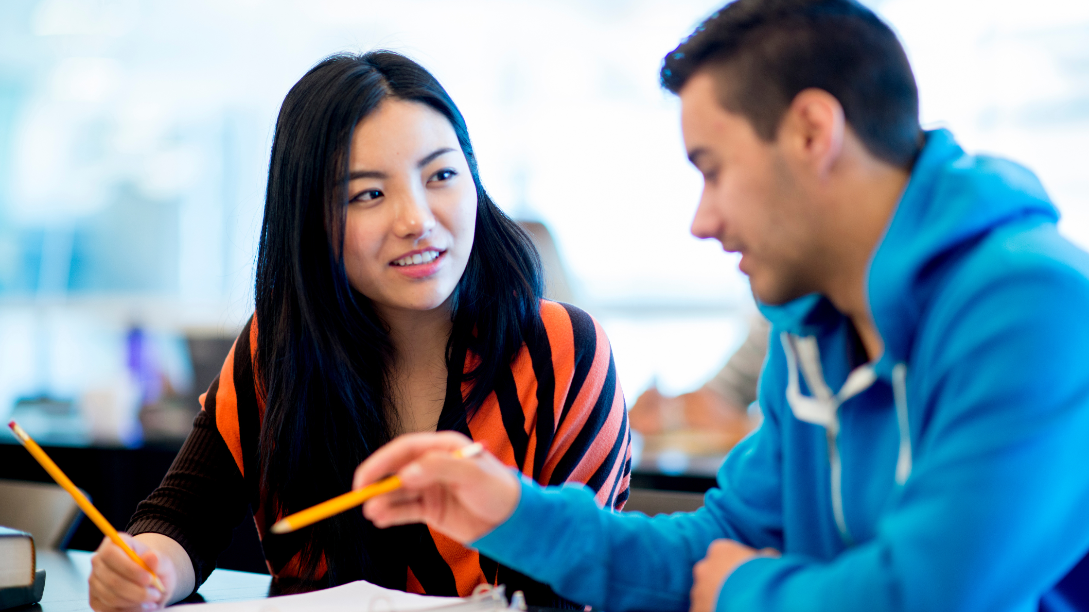 two students studying